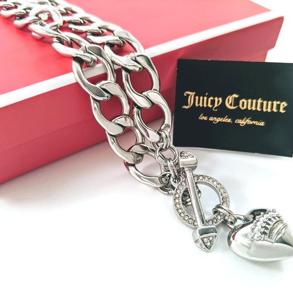 Juicy Couture Jewelry - Juicy Couture Silver Tone Charm Link Necklace